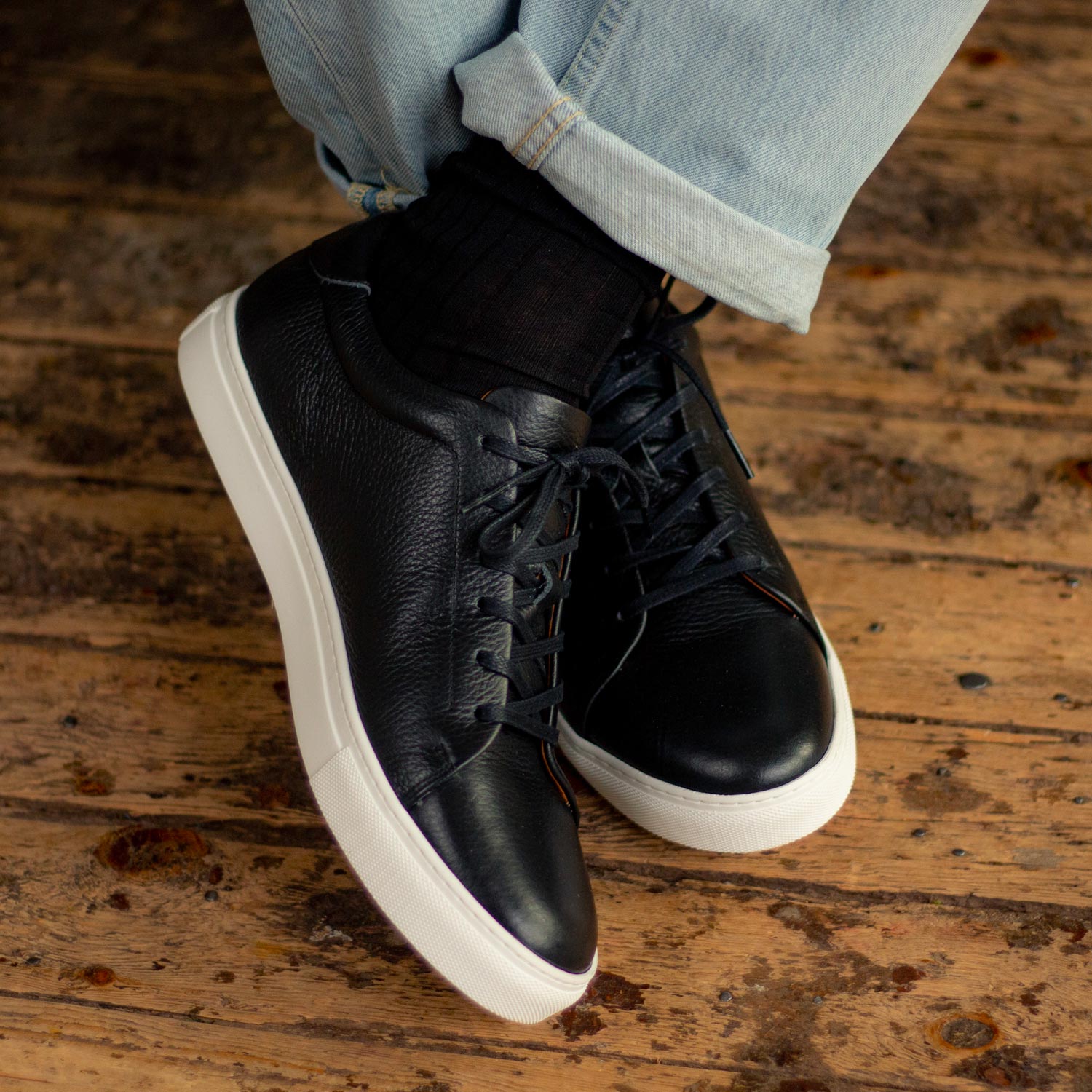 Sneakers sale cuir noir