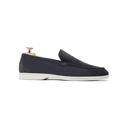 Mocassin en veau velours bleu<br> Votre 2ème paire à <strong><span style=