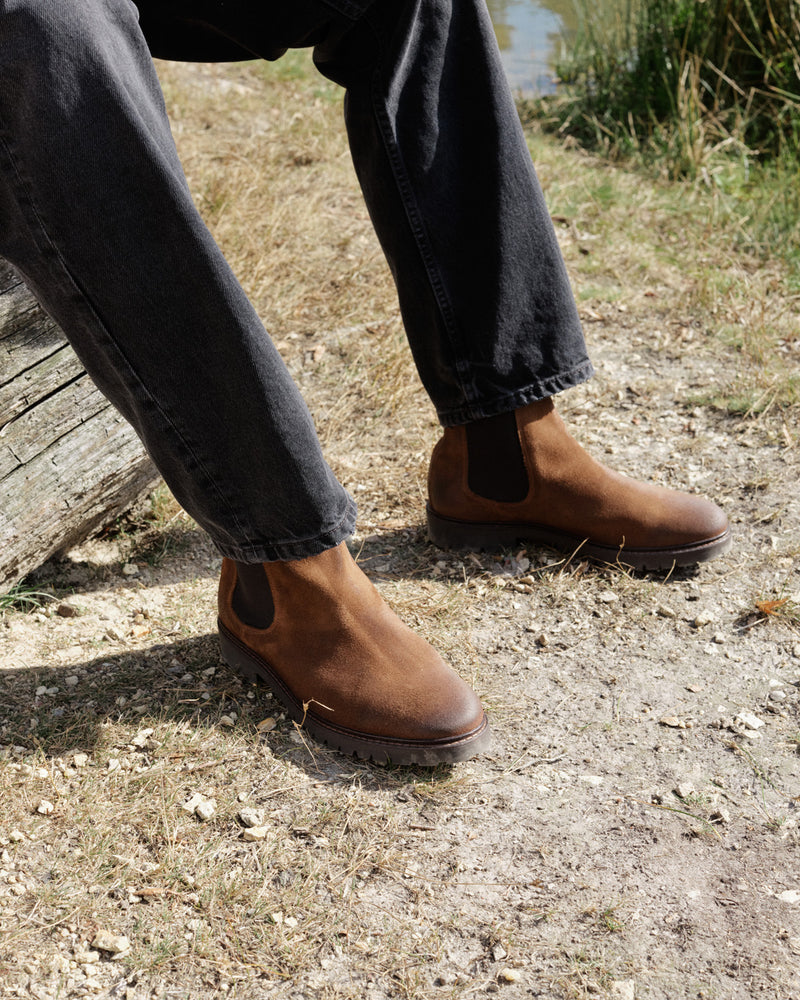 Chelsea boots homme en daim chocolat Homme - michel