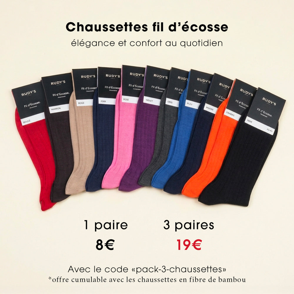 chaussettes fil d'ecosse bleu - Rudys Chaussures Paris - 2