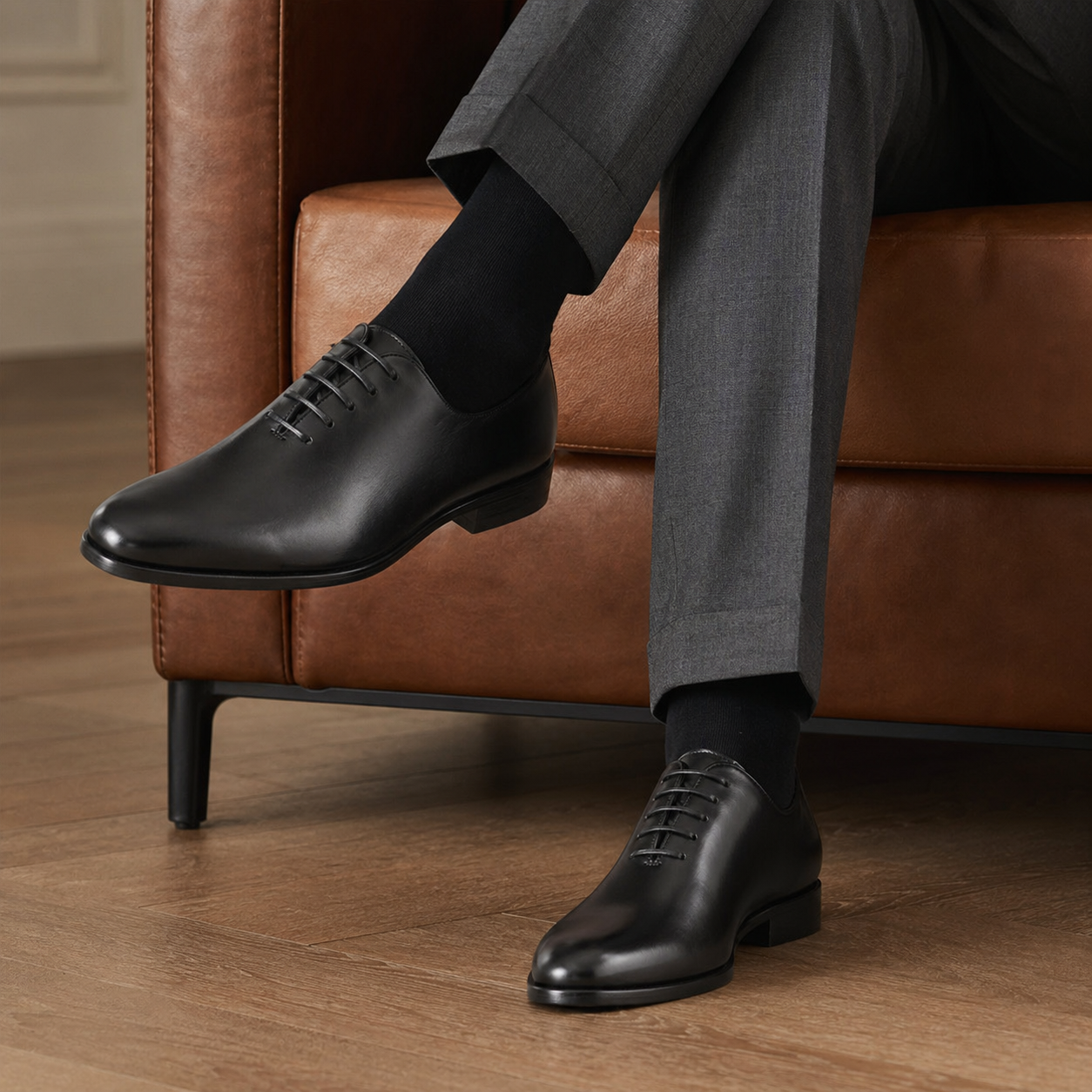 Richelieu homme one cut en cuir noir - Relko Rudy's Paris