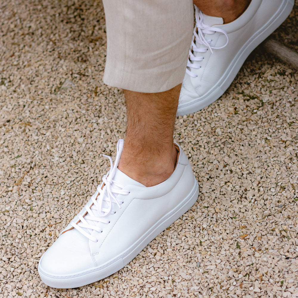 Basket Blanche Chaussures Homme Sport Chic Baskets En Cuir Pour