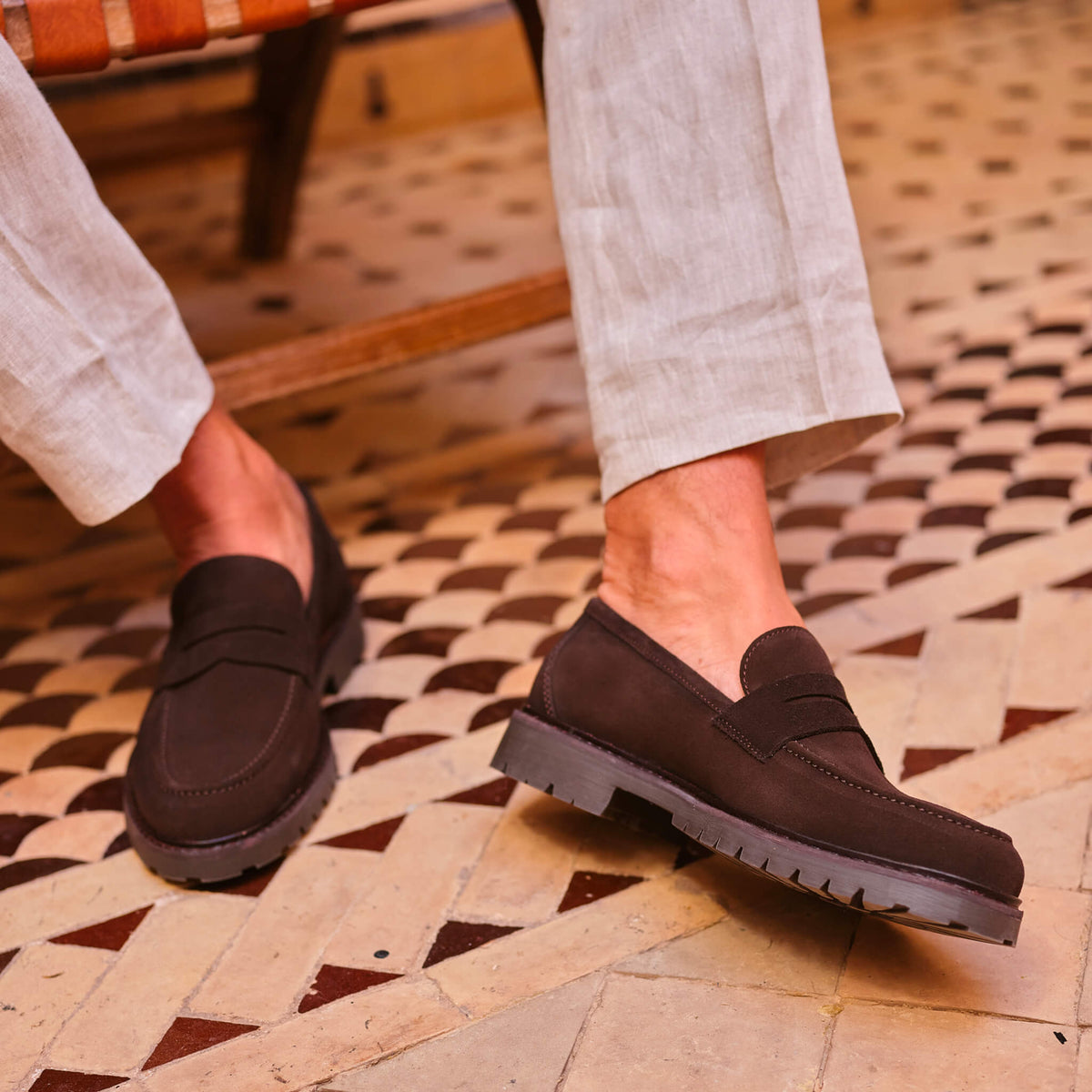 Mocassin HERMES Destin En Veau Epsom – Taille 37 – Marron – Boucle Kelly – Occasion